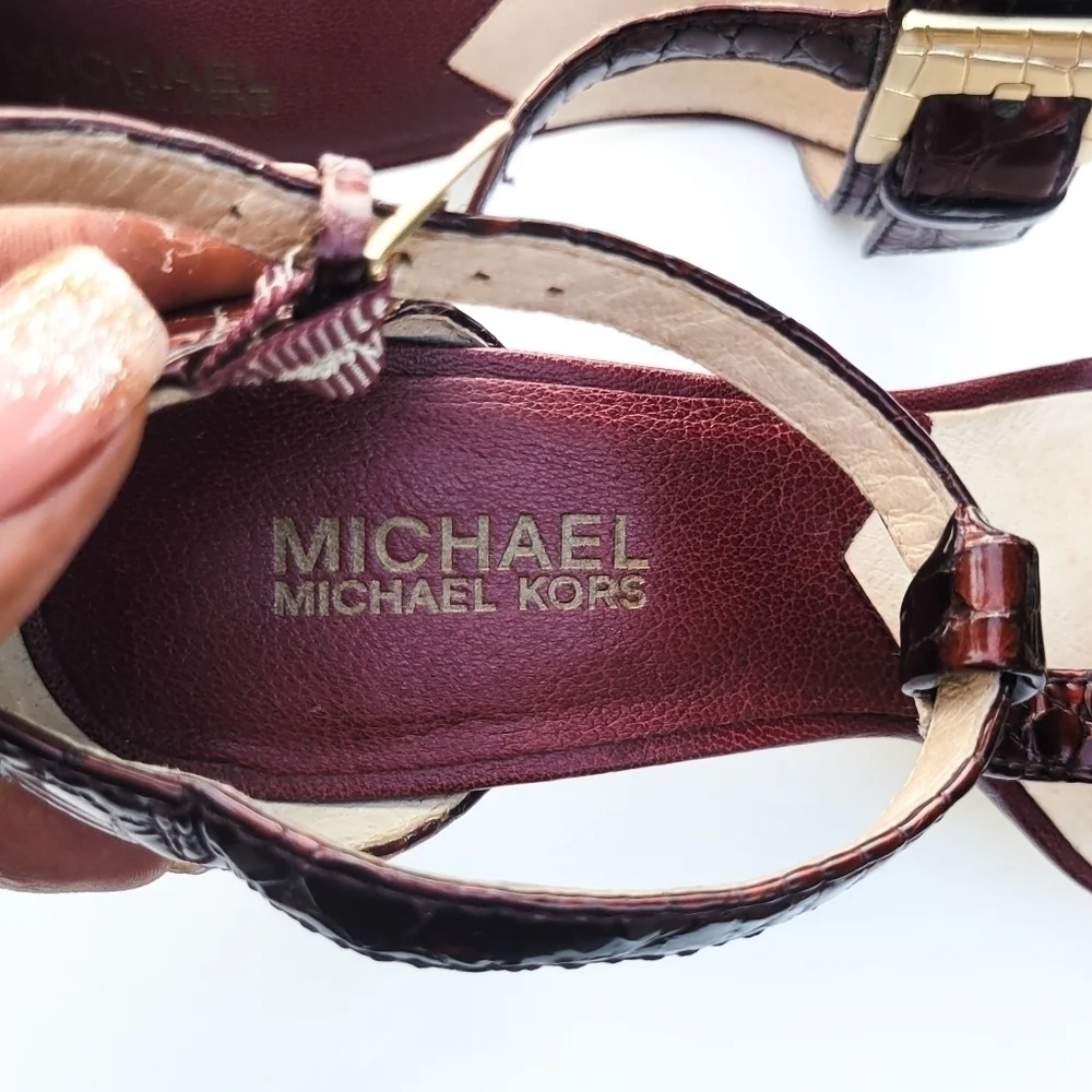 Michael Michael Kors patent maroon sandals